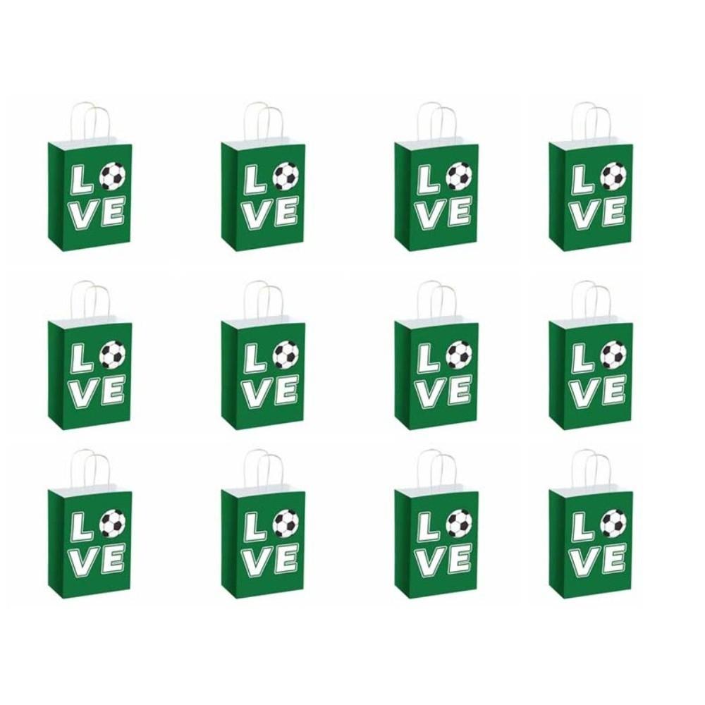 

12 PCS Printed Football Themed Favor Bags Portable Paper Packs with Handles Coffee Shop Set 5