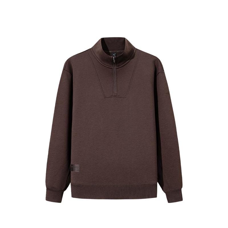 Anta Training Series Solid Color Stand Collar Pullover Casual Warm Comfortable Sweatshirt Men Sweatshirt 152547719N-1