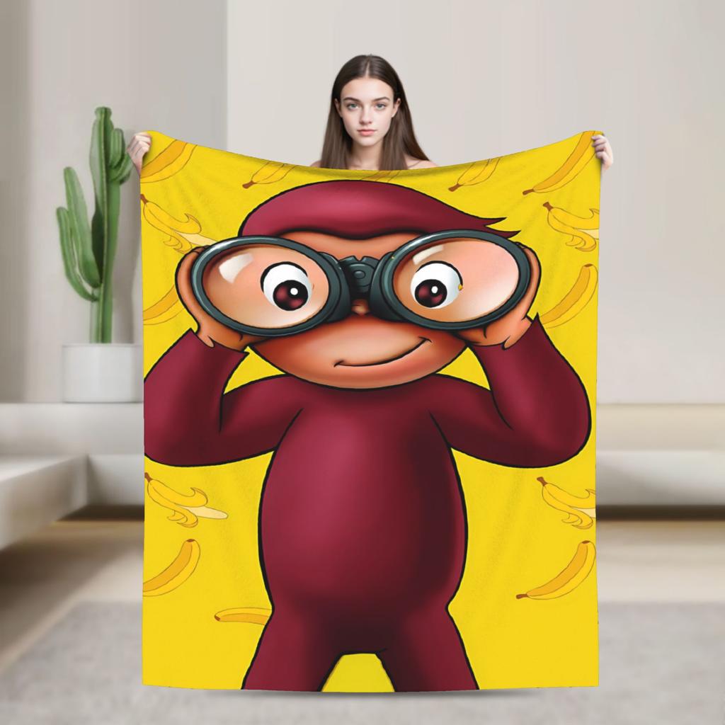 Curious George-s Blanket  Soft Street Trend Plush Throw Blanket For Living Room Travel Flannel Bedspread Bed Cover