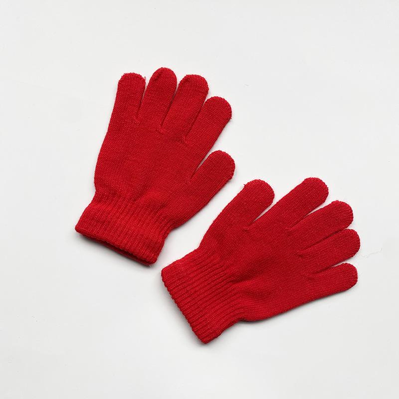 Kids Solid Color Knitted Gloves for 5-10years Students Winter Warmth Outdoor Cycling and Daily Cold Weather Wear Mittens