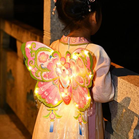Butterfly Lantern Handheld Spring FestivalDecor DIY Chinese Traditional Lantern for Hanfu Cosplay Chinese New Year Mid-Autumn Festival Decoration