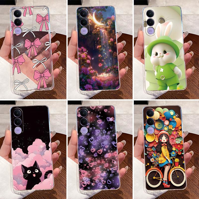 For Vivo V70 FE 5G Case V2550 Clear Luxury Cute Love Heart Rabbit Funny TPU Soft Silicone Phone Case For Vivo V70FE Back Cover