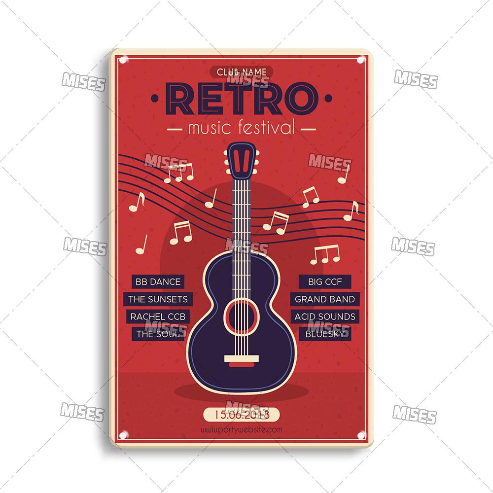 DORA Tin Sign MISES Music Metal Plate Rock Metal Plaque Vintage Metal Poster Bar Club Home Decorative Plate Musical Instrument Metal Sign