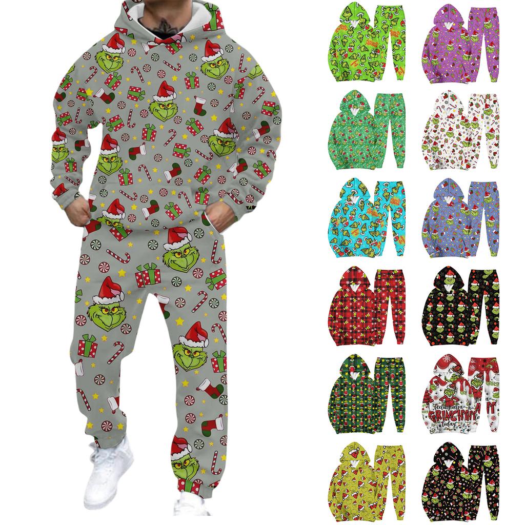 Herren Casual und personalisiert bedrucktes Langarm-Kapuzensweatshirt, Herren Sport-Sweatshirt und Sweatpants zweiteiliges Set