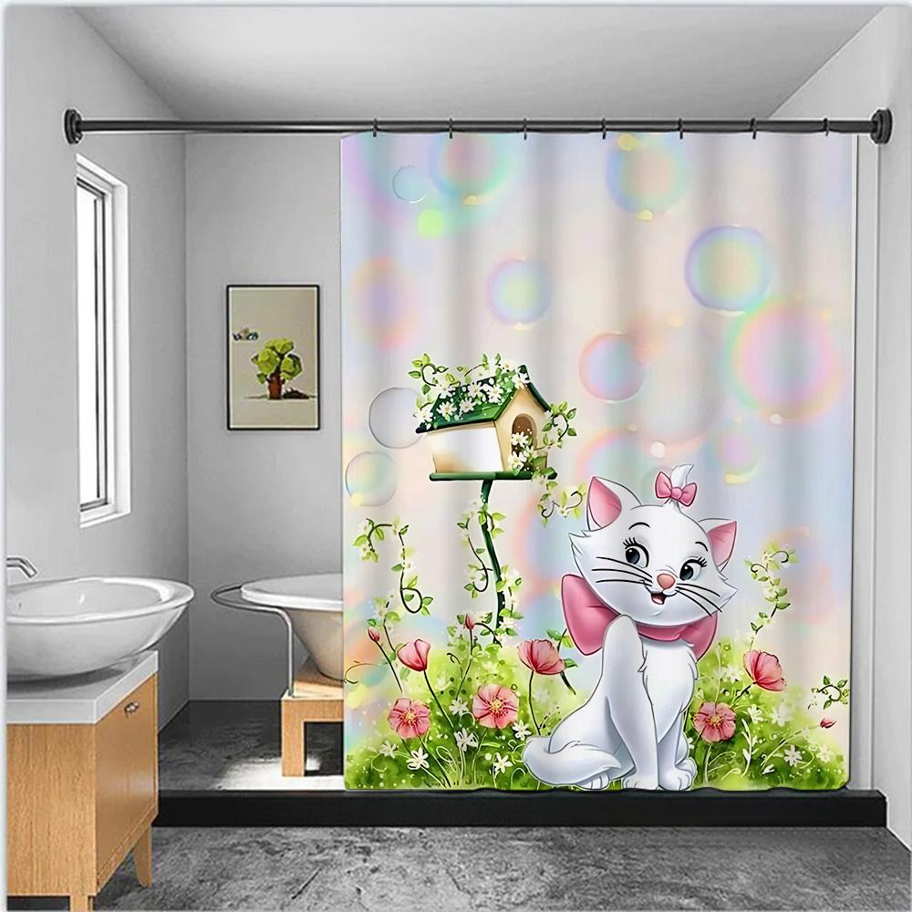 Shower Curtain Waterproof Polyester Fabric Paint Colorful Bath S Marie Cat Curtains Home Bathroom Decor Curtain With Hook