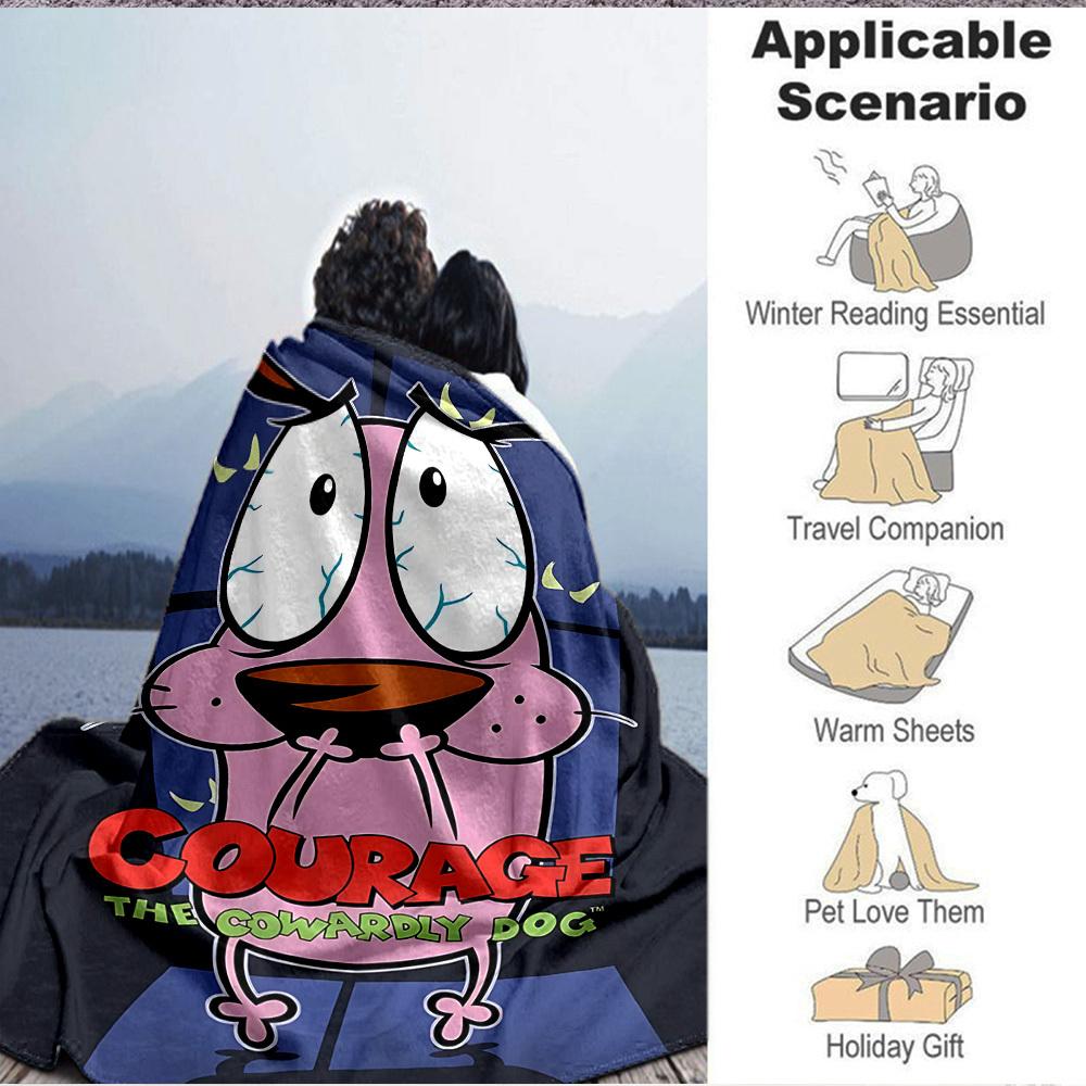 1pc Courage the Cowardly Dog Flannel Throw Blanket - Lightweight Soft Warm All-Season Blanket for Sofa, Bed, Travel, Camping L1029052