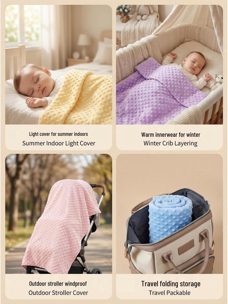 Dou Dou Class A Baby Crib Blanket – Soft Coral Fleece Quilt for Spring & Autumn