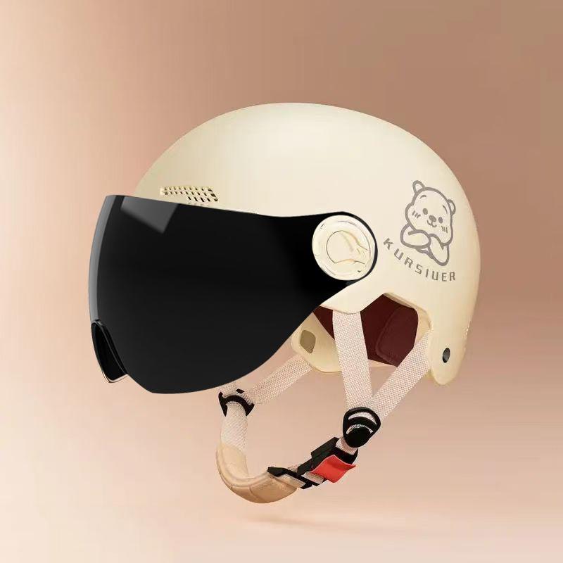 

1 Piece Battery Motorcycle Summer Universal Four-Season Sun Protection Safety Helmet Half Helmet Electric Car Women S Helmet Short mirror жёлтый