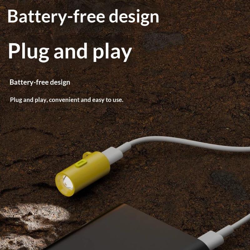 Type-C Mini Flashlight With Lanyard Plug And Play Usb C Emergency Lamp Portable Led Flashlight Outdoor Lighting
