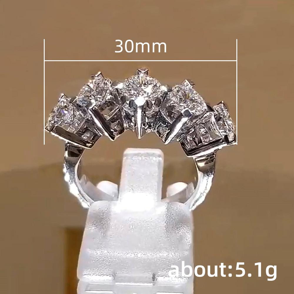 Huitan Simple Stylish Design Women's Rings with 5 AAA CZ Stone Temperament Office Lady's Finger Accessories Statement Zircon