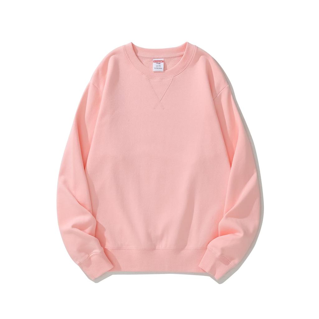 Men's 380g Heavyweight Pure Cotton Terry Retro Hoodie, Unisex Solid Color, Long Sleeve Round Neck, Customizable