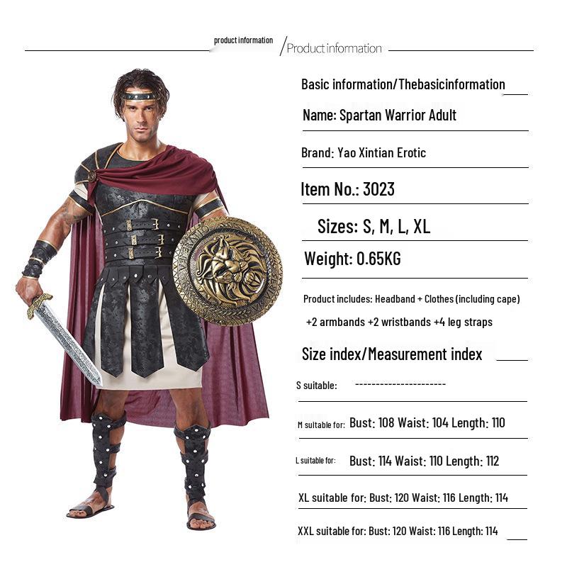 Костюм для косплея на Хэллоуин  Спартанский воин  - Наряд римского гладиатора XL
