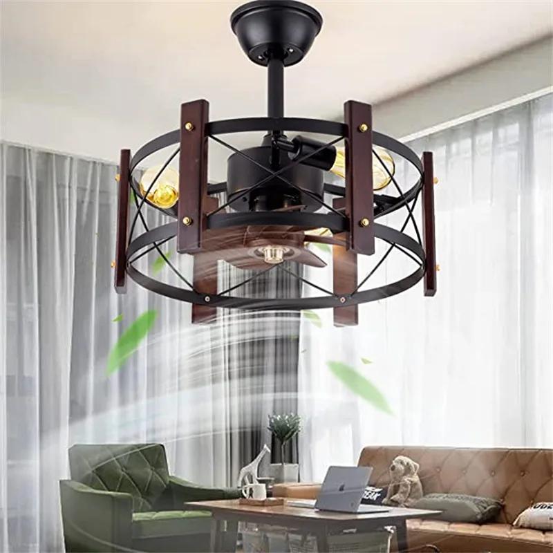 Retro American ceiling fan light industrial fan light motor Iron art remote control 110V 220V bedroom dining room ceiling light