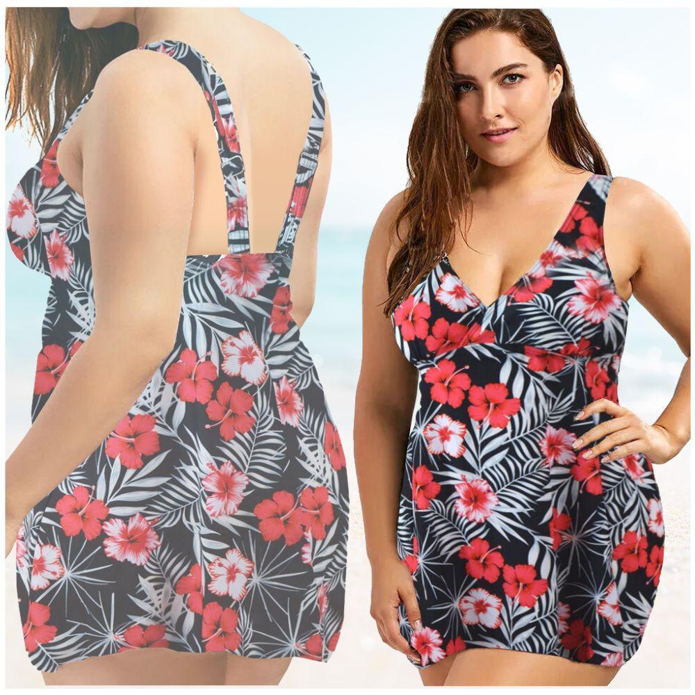 Two-piece Plus Size Swimsuit with Shorts Set. Two-piece Plus Size Swimsuit with Shorts Set, Top and Bottom, Black, L