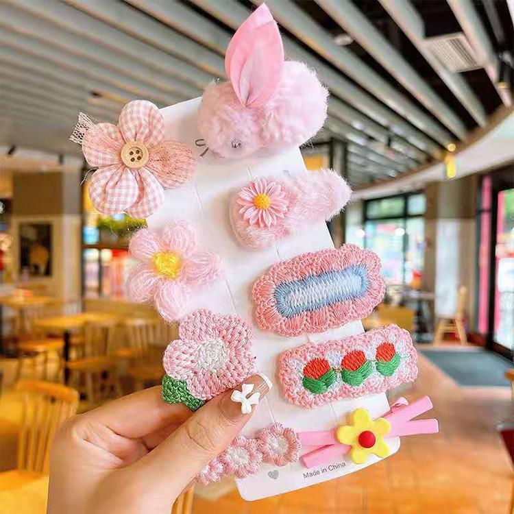 Fur Rabbit Knit Pet Hairpin Accessories Set Autumn Winter Cute Girl Boy Party Dog Grooming Bows Yorkshire Long Hair Animal Goods