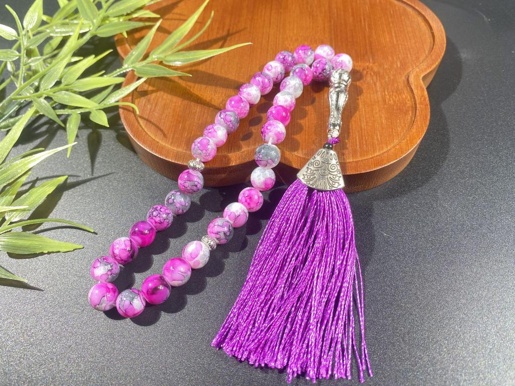 Pulsera de cuentas de oración musulmanas de vidrio de 10 mm - Oriente Medio, 33 cuentas, accesorio de culto árabe