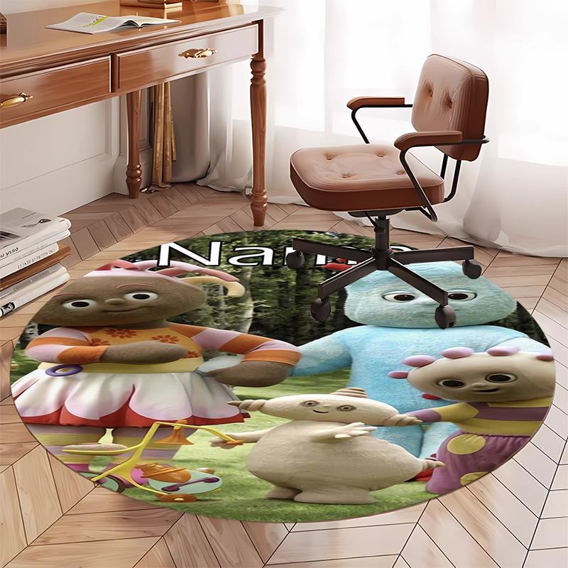 Custom Name In the Night Garden Printed Round Rug Carpet Chair Rug Area Rug Entryway Doormats,for Office Chair Living Room Bedroom Kitchen Room.