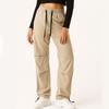 Ladies' Fashion Solid Color High Waist Pocket Drawstring Pants