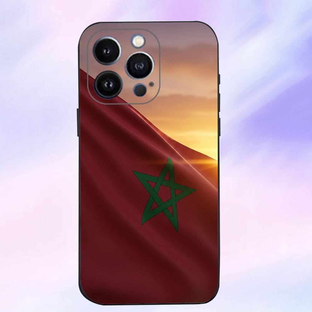 M-Morocco Flag Phone Case For iPhone 16,15,14,13,12,11 Plus,Pro Max,XS,X,XR,SE,Mini,8,7,Soft Silicone Black Cover