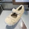 Full of Sweetness~ Milky White Velvet Mary Jane Wool Shoes Women's Winter Lamb Wool Flat-bottomed Warm Beanie Cotton Shoes