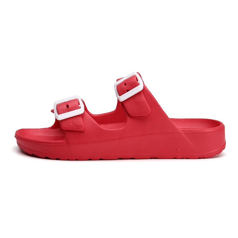 Double Buckle Adjustable EVA Sandals - Comfortable Arch Support, Waterproof, Flat Heel, Open Toe, Casual Style, Solid Color, No Printing