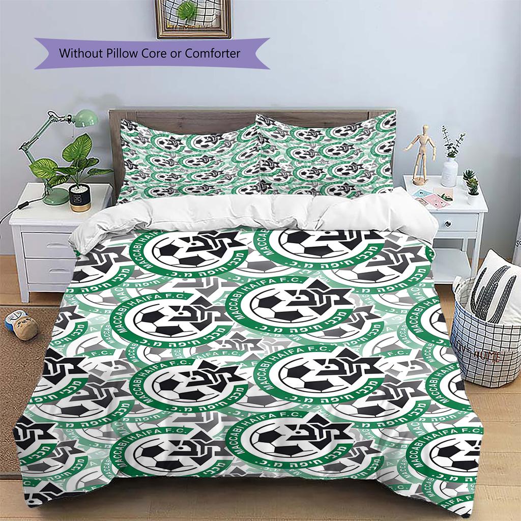 Maccabi-Haifa Pattern Bedding Quilt Set Quilt Cover Pillowcase Home Decoration Gift (1 * duvet cover + 2 * pillowcase, without core)