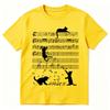 Funny Cat Playing Music Note Clef Musician Art Piano Graphic Tshirts Unisex Clothing Fashion High Quality Tshirt Top