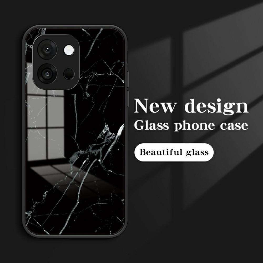 For OnePlus 13T 5G Case Marble Pattern Tempered Glass+PC+TPU Protective Phone Cover