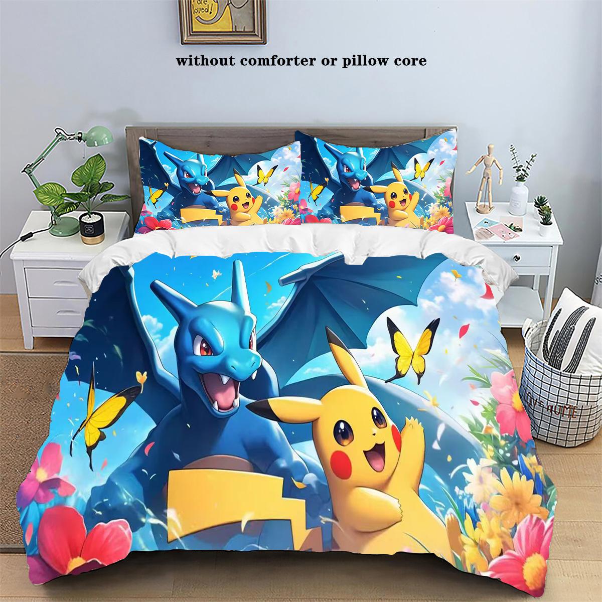 

Мультяшные Покемоны Аниме Постельное Белье Каваий Пикачу Генгар Иви Чаризард Стеганое Одеяло Пододеяльник Наволочка Детский Постельный Комплект Полуторный Кинг Сайз 135x200cm