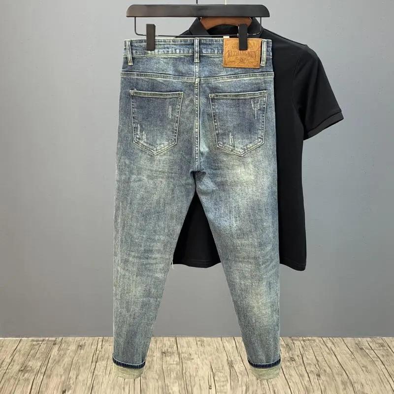 Men's Spring and Autumn Cowboy Korean Casual Denim Slim Jeans Handsome Stretch Jeans