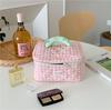 Korean Style Plaid Makeup Bag: Large Capacity, Portable, High-End Cosmetic Organizer for Women