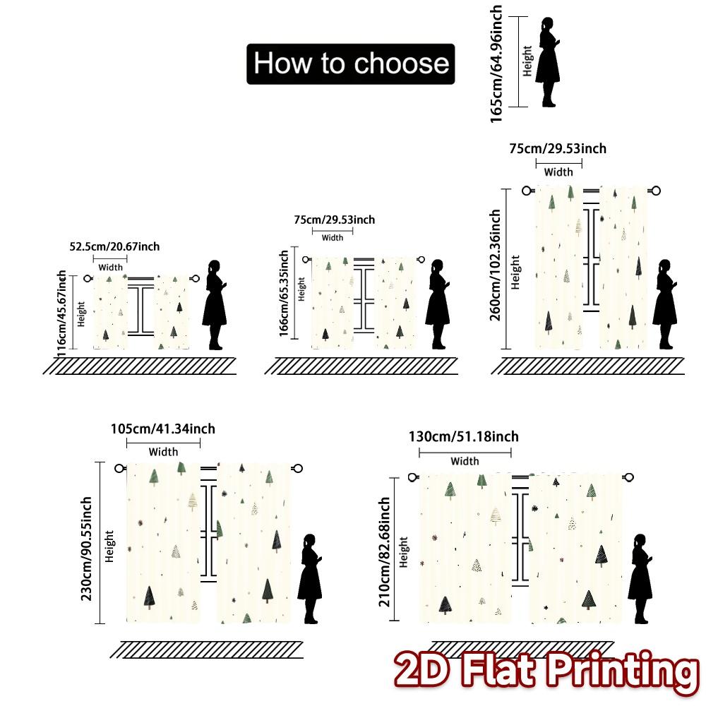 2pcs,Curtains Cute Christmas Trees_a (3) Chic Pattern Curtains Fabric Curtains Holiday Ldeal for Bedroom & Various Living Spaces