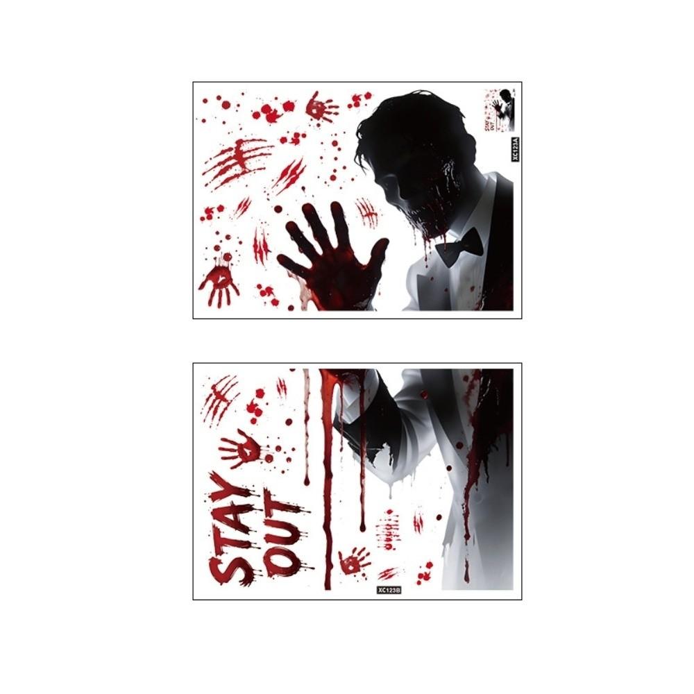 Bloodstained Handprint Halloween Static Cling Decal Spooky Party Door Stickers Glass Mirror