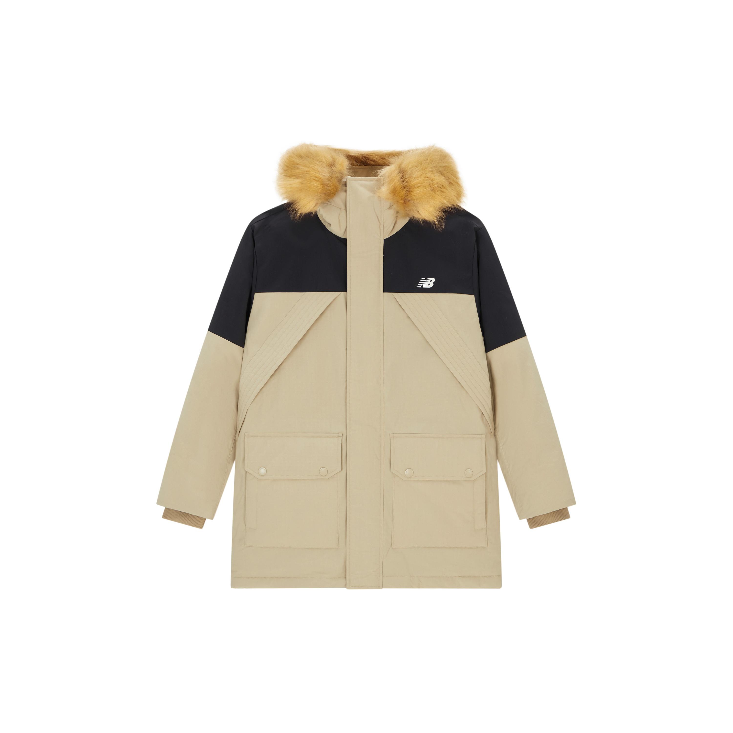 New Balance Warm Hooded Down Jacket Asia Sizing Beige Black Men s AMJ34323-SOT L