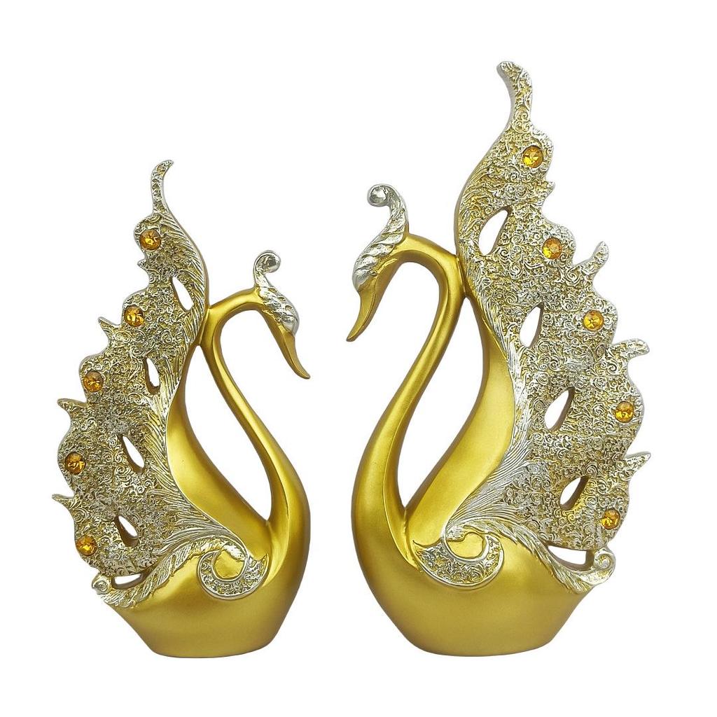 European Style Decorative Couple Swan Ornaments for Living Room, Bedroom, Office, and Entryway