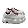 Red Casual Board Shoes Women's 2025 New Spring and Autumn Thick Soles Increase Height Versatile Round Head Light Korean White Shoes