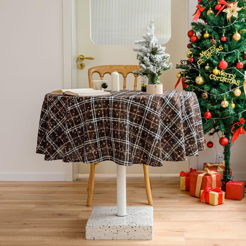 Party Table Cloth Christmas Day Winter Chinese New Year Decorations Indoor Table Fabric Checked Cover Cloth