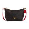 Zip Top Crossbody 15 Metal Hardware Branded Coated Canvas Crossbody Shoulder Bag Mini Women's Walnut