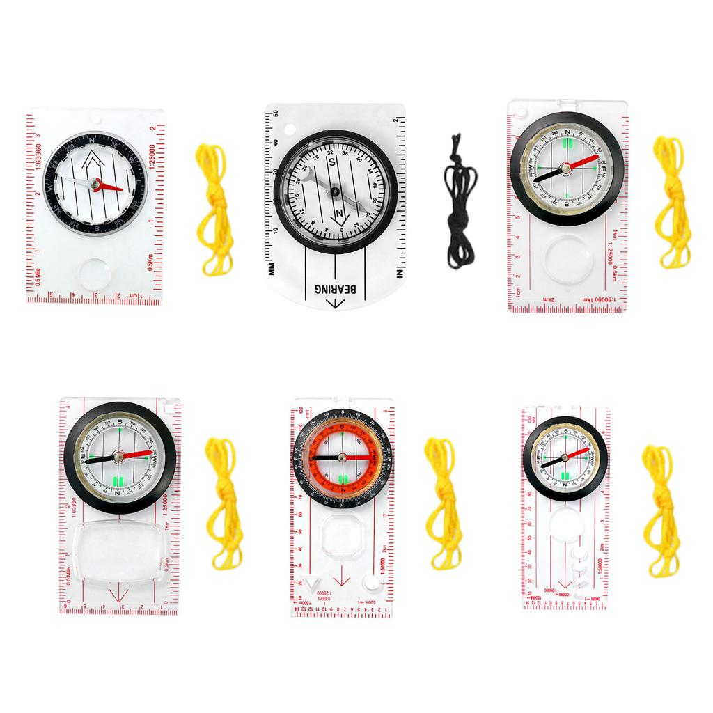 Régua Bússola Multifuncional para Leitura de Mapas Mochilão Camping Orientação Bússolas Sobrevivência Bússolas de Navegação