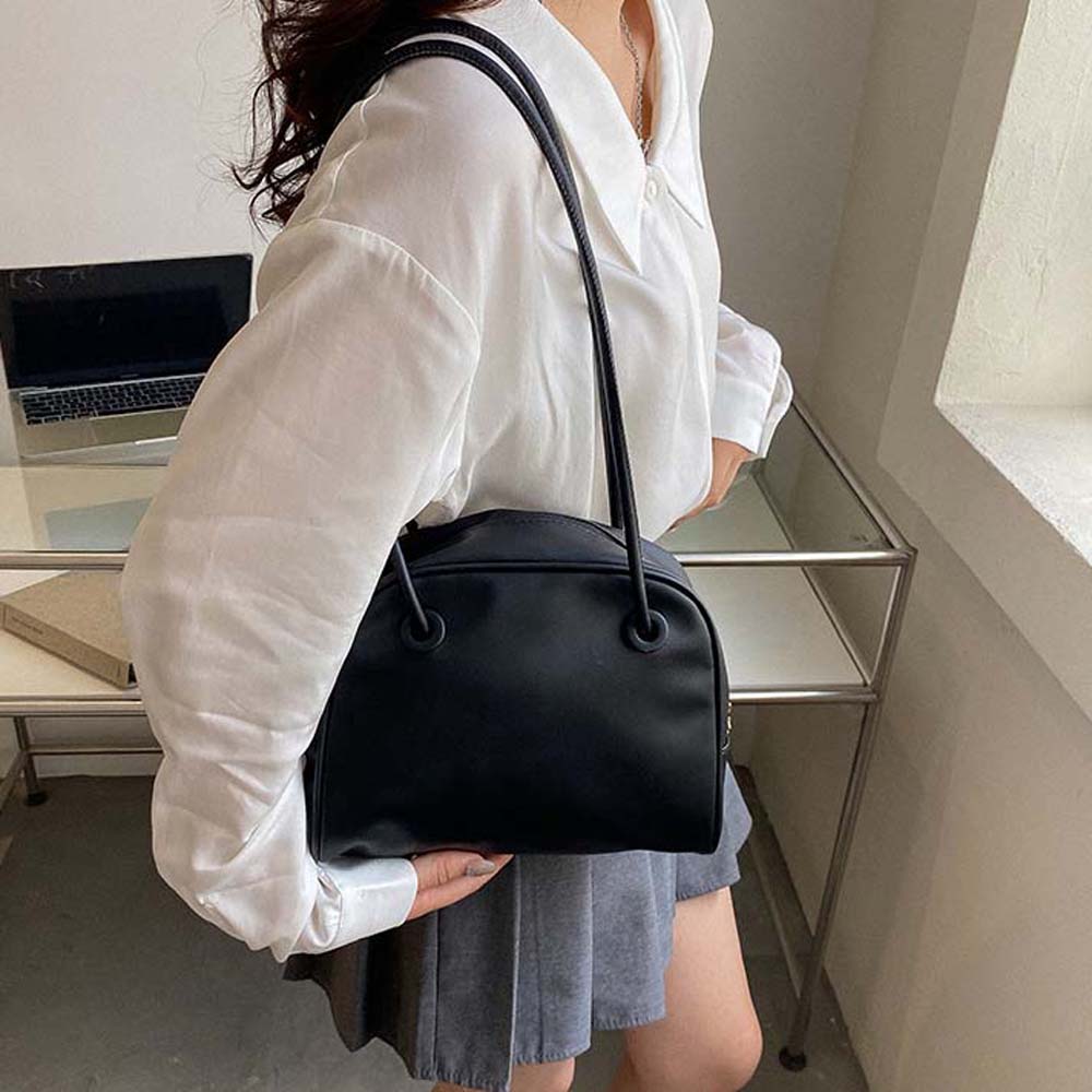 

Elegant Soft PU Tote Bag Anti-splash Water Solid Color Shoulder Bag Square Underarm Bag School
