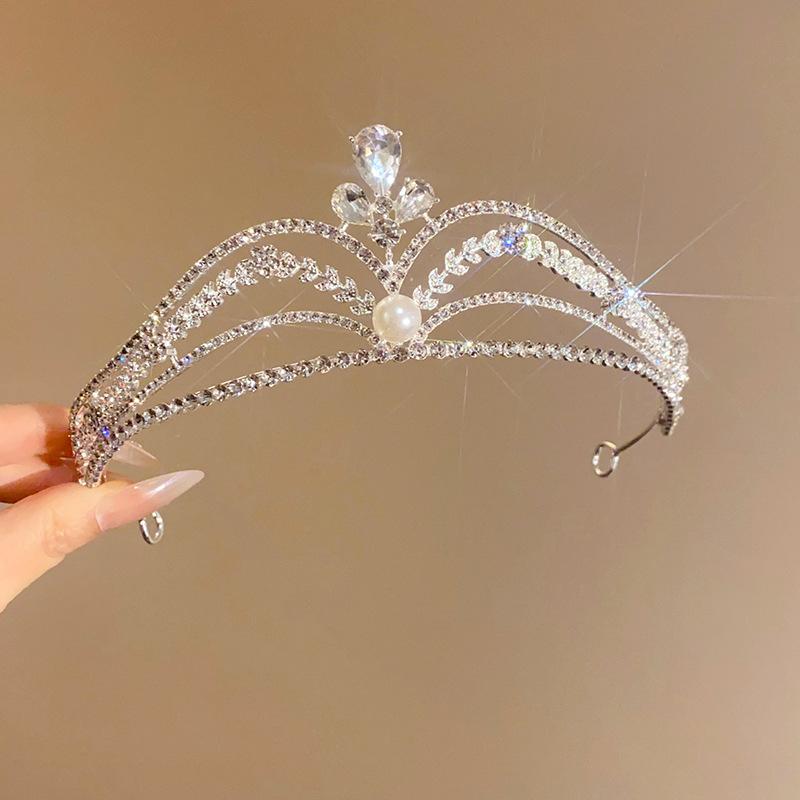 Super flash full diamond princess queen crown headband bride wedding banquet crown light luxury high-end temperament hair accessories woman