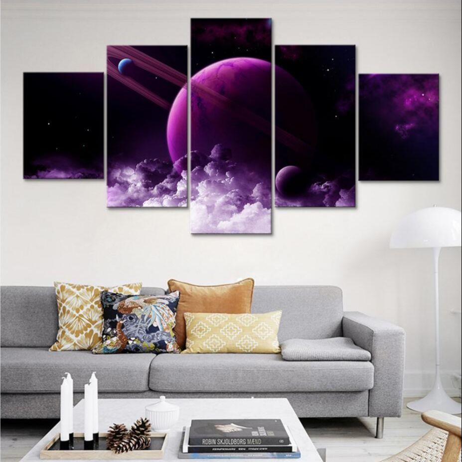 

No Framed 5 Pieces Planets Cosmos Space Structure Wall Art Canvas Posters Picture Paintings Home Decor for Living Room Kids Gift 20x35 20x45 20x55cm