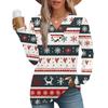 Women's Fashion Casual V-neck Pleated Christmas Long Sleeve Top