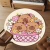 1PC Basket Flowers Capybara Round Chair mat Area Rug - Non-Slip, Floor Mat for Office, Bedroom, home decor Christmas Gift c0528069