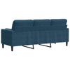 3 Seater Sofa with Decorative Cushions Blue 180 cm Velvet