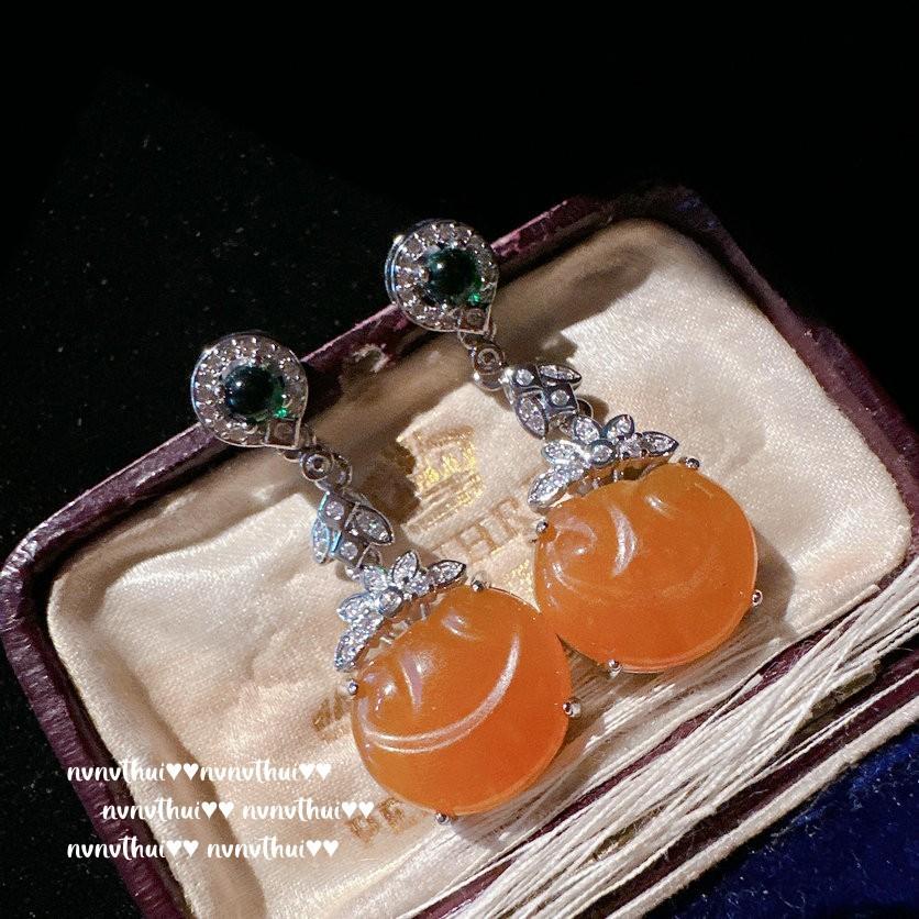 Turkish White Chalcedony Gemstone Ring, Water Spirit, White Moonlight Lychee Frozen, Chalcedony Persimmon Zircon Earrings.