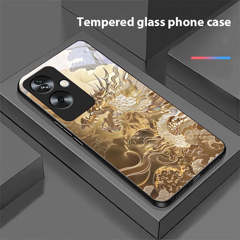 Goldener Phönix Für Oppo A79 5G 58 78 74 60 4G Reno 11F Realme GT 6 11 Note 50 10 C55 X2 Gehärtetes Glas Schwarz Handyhülle