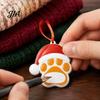 Durable Resin Holiday Ornament Christmas Ornament, Cute Cat Paw/Bone Shaped Xmas Tree Hanging Decoration Red Riding Hood Decor with Santa Hat