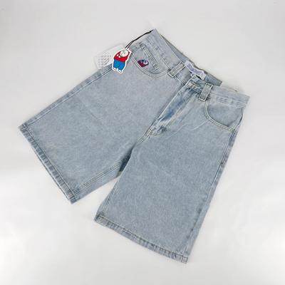 Short en jean rétro hip-hop avec motif de dessin animé pour homme, style streetwear, broderie Y2k, baggy, Harajuku, gym, basket-ball
