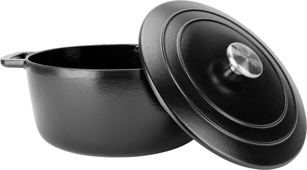 Cocotte avec couvercle - COSY &amp; TRENDY - FONTESTIC - Fonte émaillée- Ø28 cm - 6,15 L - Tous feux dont induction - Noir